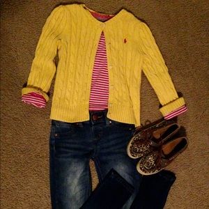 Ralph Lauren yellow cable cardigan sweater
